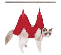 Blue Dream Island Hamac de toilettage pour animaux domestiques, chat/chiot/petit chien, sac de retenue pour le bain, la coupe des ongles, les oreilles, les yeux et les griffes. L (rouge)