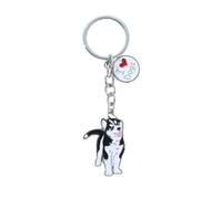 Blue Dream Island Porte-clés réaliste en forme de chien mignon en métal avec plaque d'identité pour les amoureux des chiens, Husky, Length 10cm