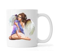 Blue Dress Angel Pin Up Babe Tasse à thé café en céramique Blanc