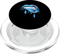 Blue Dripping Biting Lips Rouge à lèvres Effet années 80 PopSockets PopGrip pour MagSafe