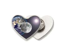 Blue Earth Broche en métal Motif planète blanche Cœur Blanc