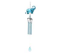 Blue Elephant Wind Chime | Handmade Outdoor Decor with 4 Glass Tubes | Thoughtful Present for Mom/Women/Girlfriend | Sturdy Iron Construction, 180g