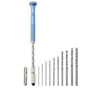 Blue Extended - Perceuse manuelle automatique avec mandrin de 10 mm, ensemble de forets réglables de 0,5 à 3 mm pour perçage de circuits imprimés en bois, plastique, 4 mandrins inclus