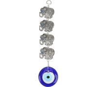 Blue Eye Ornament 4 éléphants creux en alliage Bonne chance mauvais décor suspendu en alliage de plumes verre pour la maison