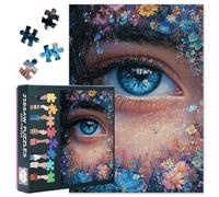 Blue Eye Puzzle 1000 pièces pour Adultes, Fleurs Puzzle 1000 Pièces, Difficile et Défi 70x50cm, Soirée de Jeu de Puzzle Familiale & Décor À La Maison (Série Fantasy)