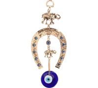 Blue Eye Wall Decor Apportez la chance Pendentif de protection à domicile avec fer à cheval éléphant d'or pour le bureau de porte