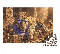 Blue-Eyed LéopardPuzzle 1000 Pièces Complet ruines mayas pour Seniors Entraînement Cognitif Loisirs Créatifs Qualité Premium 70x50cm/1000pcs