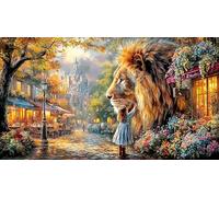 Blue-Eyed-Lion-with-Mystical-Energy 1000 pièces Puzzle pour Adultes Jeu Familial Amusant & Stimulant Jeux éducatifs Extremement Difficile pour Adultes et Enfants de 12 Ans et Plus 38x26/1000 pièces
