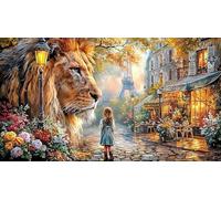 Blue-Eyed-Lion-with-Mystical-Energy Puzzle pour Adultes 1000 pièces Papier recyclé Beau Puzzle de décoration Stimulant pour détente et décoration Murale Idée Cadeau Parfaite 70x50/1000 pièces