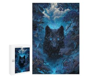 Blue-Eyed Wolf in Forest Puzzle 1000 Pièces Educa Jouet en Bois Cadeau Unique Décoration Intérieure Jeu Éducatif Challenge Toy Adultes Et Enfants À Partir De 14 Ans 1000 PCS