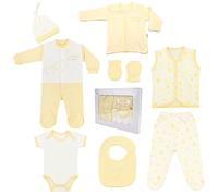 Blue Eyes Baby Coffret Naissance 8 Pièces en Coton Naturel 100% - Vêtements Bébé Unisexe Fille et Garçon 0-4 Mois (Jaune Étoile)