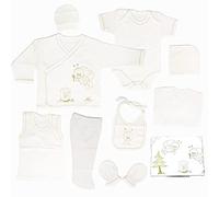 Blue Eyes Ensemble cadeau d'hôpital pour nouveau-né 100% coton naturel Équipement initial de première année Équipement de vêtements unisexes Ensemble cadeau pour bébé 0-4 mois 10 pièces (Gold-Sim10)