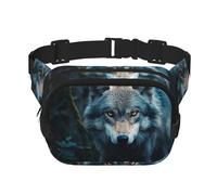 Blue Eyes Sac banane avec extension pour homme et femme avec poches zippées Motif Wolf2, noir, One Size