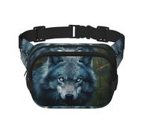 Blue Eyes Sac banane avec extension pour homme et femme Motif Wolf3 Avec poches zippées, noir, One Size