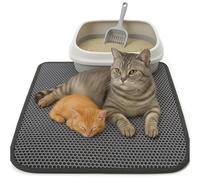 Blue Eyes Tapis de litière pour chat - 60 x 90 cm - Grand tapis de litière pour chat - Design nid d'abeille - Pour moins de litière dans la maison - 2 couches - Imperméable - Facile d'entretien - Doux