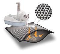 Blue Eyes Tapis de litière pour chat - 60x40 cm- Motif nid d'abeille - Imperméable - Double couche (Gris4060)