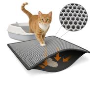 Blue Eyes Tapis de litière pour chat - Motif nid d'abeille - Imperméable - Double couche - Motif nid d'abeille (Gris6075)