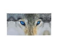 Blue Eyes Wolf Bannière en vinyle personnalisable pour décoration de fête intérieure et extérieure