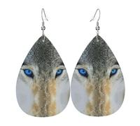 Blue Eyes Wolf Boucles d'oreilles en cuir pour femme Motif goutte d'eau Tendance Léger Usage quotidien Fête Date, taille unique, Cuir