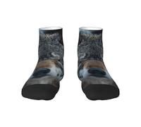 Blue Eyes Wolf Print Spring Autumn Home Chaussettes respirantes pour adulte Toutes saisons, 1 noir, taille unique