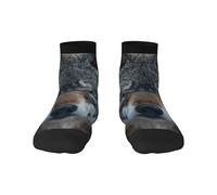 Blue Eyes Wolf Print Spring Autumn Home Chaussettes respirantes pour adulte Toutes saisons, 2 Noir-1, taille unique