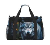 Blue Eyes Wolf1 Bagage à bandoulière pour femme et homme - Sac à bandoulière pour le yoga et les voyages, noir, One Size