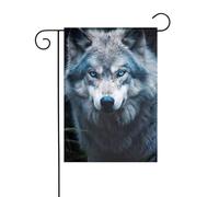 Blue Eyes Wolf1 Panneau de Noël imprimé double face 30,5 x 45,7 cm pour l'extérieur du sapin de Noël