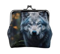 Blue Eyes Wolf1 Petite pochette pour femme avec fermeture à glissière Motif loup