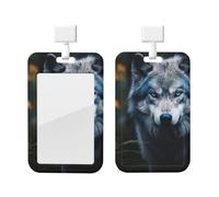 Blue Eyes Wolf1 Porte-badge avec cordon détachable pour enseignant, infirmière, médecin, personnel