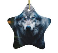 Blue Eyes Wolf1 Print Cadeau de Noël, d'anniversaire pour femme, amitié, cadeaux de reconnaissance pour collègues de travail