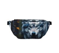 Blue Eyes Wolf1 Sac banane de course à pied décontracté léger avec sangle réglable