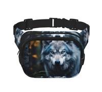 Blue Eyes Wolf1 Sac banane tendance pour femme pour voyage, course à pied, noir, One Size