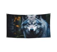 Blue Eyes Wolf1 Toile de fond à suspendre pour fête, décoration intérieure ou extérieure pour événements festifs
