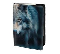 Blue Eyes Wolf2 Étui en cuir pour cartes et passeport pour homme et femme, noir, One Size