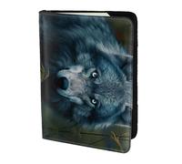 Blue Eyes Wolf3 Étui en cuir pour cartes et passeport pour homme et femme, noir, One Size
