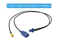 Blue Fakra C mâle à 1xfakra c féminin angle droit et 1xsma Navigation des séparateurs de type Y mâle à 90 degrés GPS Câble d'extension d'antenne(1CM to 1CF 1SMA M,7M)