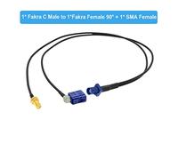 Blue Fakra C mâle à 1xfakra c féminin angle droit et 1xsma Navigation des séparateurs de type Y mâle à 90 degrés GPS Câble d'extension d'antenne(1CM to 1CF90 1SMA F,0.3M)
