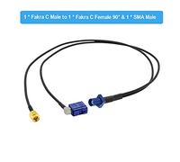 Blue Fakra C mâle à 1xfakra c féminin angle droit et 1xsma Navigation des séparateurs de type Y mâle à 90 degrés GPS Câble d'extension d'antenne(1CM to 1CF90 1SMA M,5M)