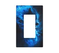 Blue Fire Cool Wolf Plaque murale 1 gang Taille standard 11,2 x 6,9 cm Couvercle décoratif pour interrupteur en polycarbonate thermoplastique