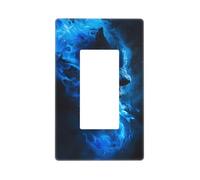 Blue Fire Cool Wolf Plaque murale sans vis Taille standard 11,7 x 7,1 cm Couvercle décoratif pour interrupteur en polycarbonate thermoplastique