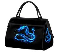 Blue Fire Sac de sport de voyage pour homme et femme Motif dragon chinois Grande capacité Sac de voyage étanche pour la gym, les voyages, les activités de plein air
