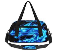 Blue Fire Sac de sport en forme de dragon chinois pour enfants, garçons et filles, adolescents, sac de sport pour week-end, voyage, gymnastique, danse et ballet, multicolore