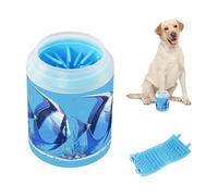 Blue Fish in Sea Art Nettoyeur de pieds portable pour chien avec brosse de massage douce Kit de nettoyage des pieds pour chiens de petite, moyenne et grande race, chats