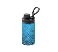 Blue Fish Scale Bouteille d'eau isotherme en acier inoxydable avec large goulot 355 ml