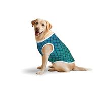 Blue Fish Scale T-shirt décontracté sans manches pour animal de compagnie Gilet pour chien, imprimé en coton doux pour animaux de compagnie, T-shirt respirant pour grand chien (3XL-5XL)