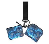 Blue Flame Dragon Lot de 2 portefeuilles fins et amovibles pour cartes d'identité avec dragonne pour femme, Dragon flamme bleue, 1 size, Décontracté