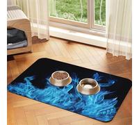 Blue Flame Tapis de nourriture pour chien - 40,6 x 61 cm - Antidérapant et super absorbant - Passe au lave-vaisselle - Pour nourriture et eau - Joli tapis d'alimentation à séchage rapide pour chiens