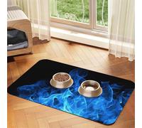 Blue Flame Tapis de nourriture pour chien, tapis d'alimentation absorbant pour gamelles d'eau et de nourriture - Tapis de placement antidérapant pour sols - Imperméable - Séchage rapide - Pour chiens