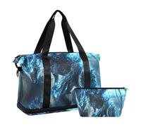 Blue Flash Technology Dragon Warrior Sac de gym avec trousse de toilette étanche pour voyage, Technologie flash bleue Dragon Warrior, 1 size