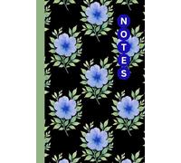 Blue Flowers Pattern in Black Notebook: Watercolor-drawn Florals